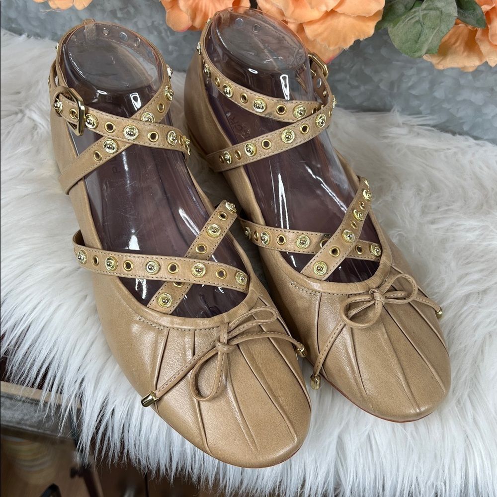 Anthropologie Pilcro Strappy Studded Ballet Flats Size 41 - Picture 2 of 10